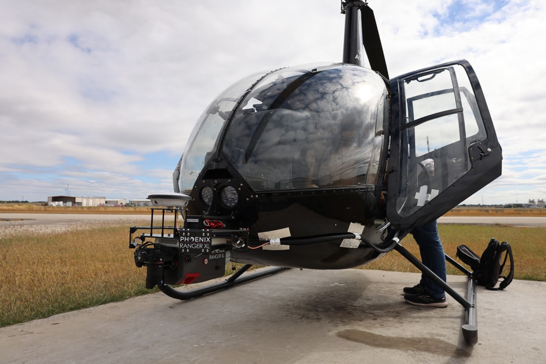Custom nose mounted liDAR integration on manned helicopter
