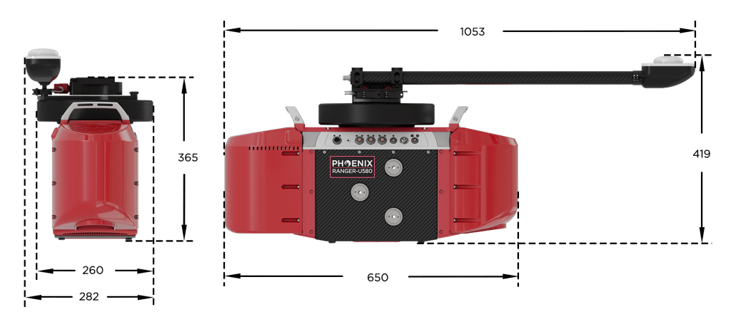 Phoenix LiDAR's RANGER-U580 Dimensions